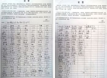 征签名单上266人全都是杨虎男所在公司的人员。