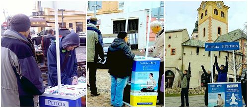 &#039图1～2：斯洛伐克法轮功学员在中部旅游景点城市传播真相，征签谴责中共迫害&#039