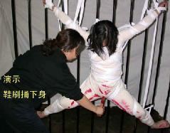 '酷刑演示：鞋刷捅刷下身'