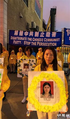 '图6:因坚持修炼法轮大法被中共多次非法拘留、关押的法轮功学员于海文女士'