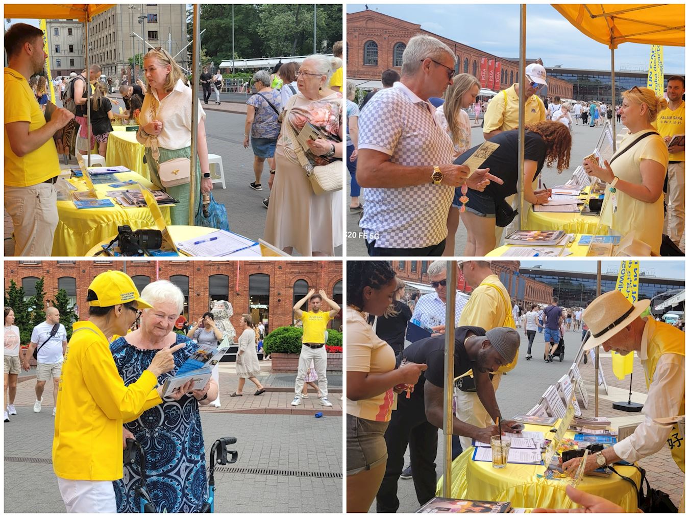 '图23~24:法轮功学员讲真相,征签反迫害'